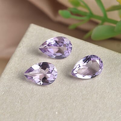 Rose De France Amethyst Set of 3 (Pear 9x6mm) 3.13 ctw Loose Gemstone