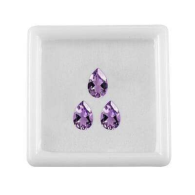 Rose De France Amethyst Set of 3 (Pear 9x6mm) 3.13 ctw Loose Gemstone