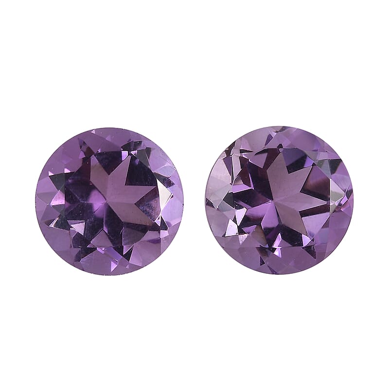 Rose De France Amethyst Set of 2 (Rnd 8mm) 3.68 ctw Loose Gemstone