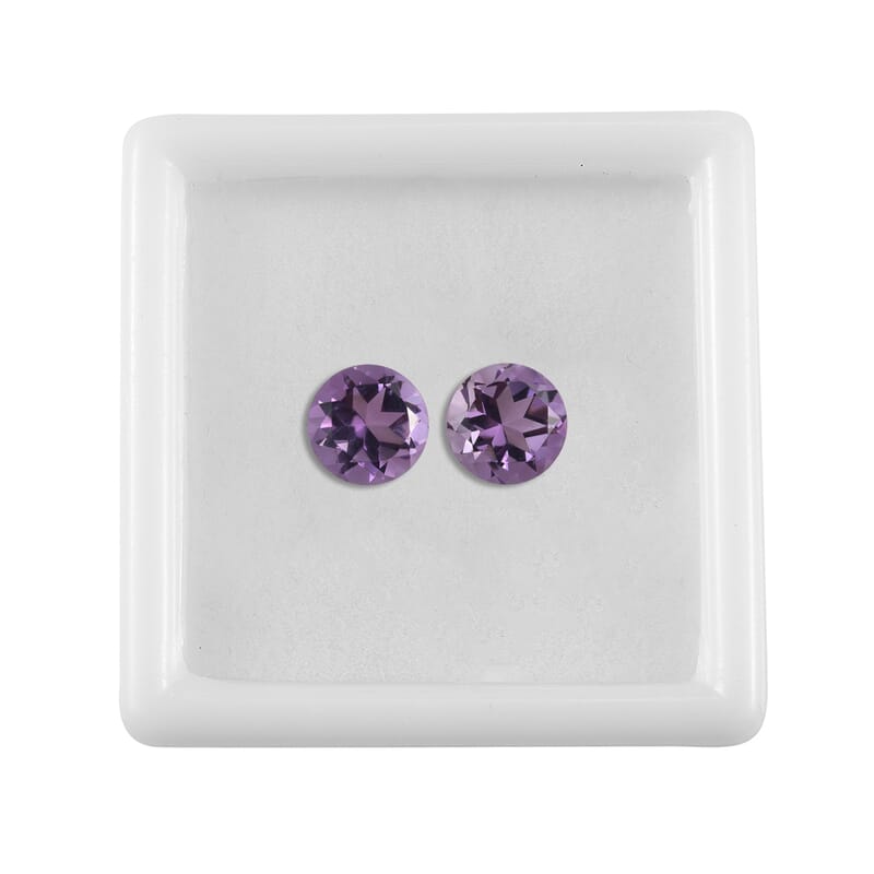 Rose De France Amethyst Set of 2 (Rnd 8mm) 3.68 ctw Loose Gemstone
