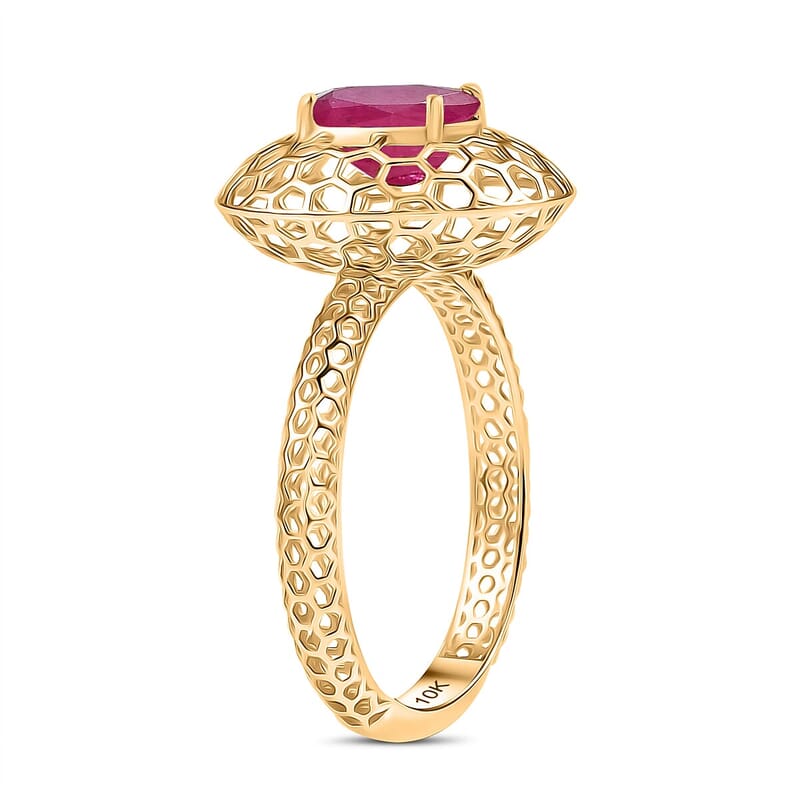 Luxoro Mirage Collection AAA Mozambique Ruby Ring in 10K Yellow Gold 1.30 ctw (Size 10.0)