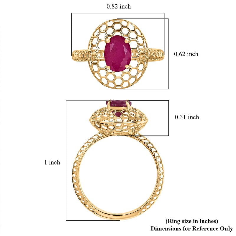 Luxoro Mirage Collection AAA Mozambique Ruby Ring in 10K Yellow Gold 1.30 ctw (Size 10.0)
