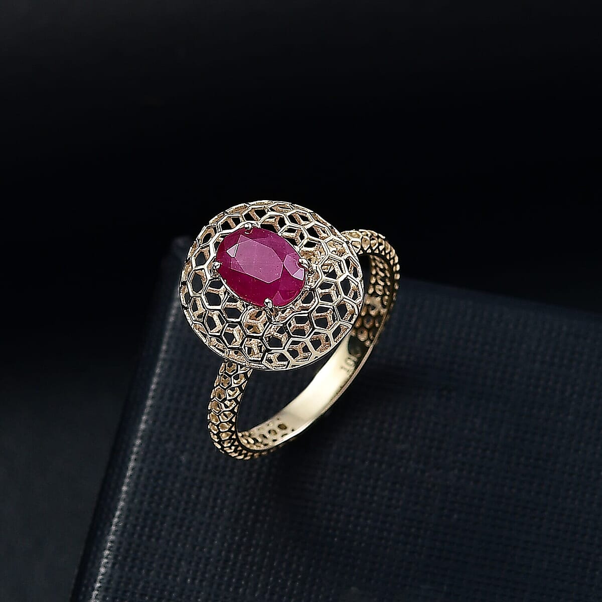 Luxoro Mirage Collection AAA Mozambique Ruby Ring in 10K Yellow Gold 1.30 ctw (Size 7.5) image number 1