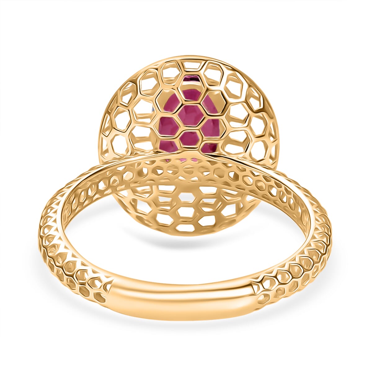 Mirage Collection AAA Mozambique Ruby 1.30 ctw Ring in 10K Yellow Gold (Size 9.0) image number 4