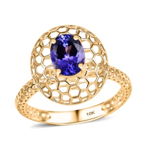 Mirage Collection AAA Tanzanite 1.15 ctw Ring in 10K Yellow Gold (Size 6.0)