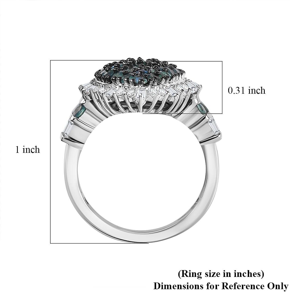 D'Joy Narsipatnam Alexandrite and Moissanite 2.20 ctw Spray Look Ring in Rhodium Over Sterling Silver (Size 10.0)