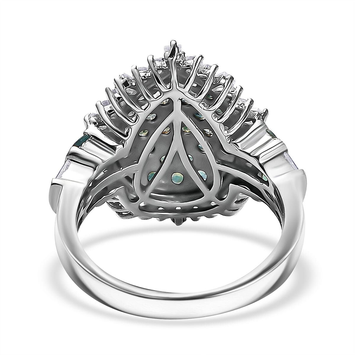 D'Joy Narsipatnam Alexandrite and Moissanite 2.20 ctw Spray Look Ring in Rhodium Over Sterling Silver (Size 7.0) image number 4