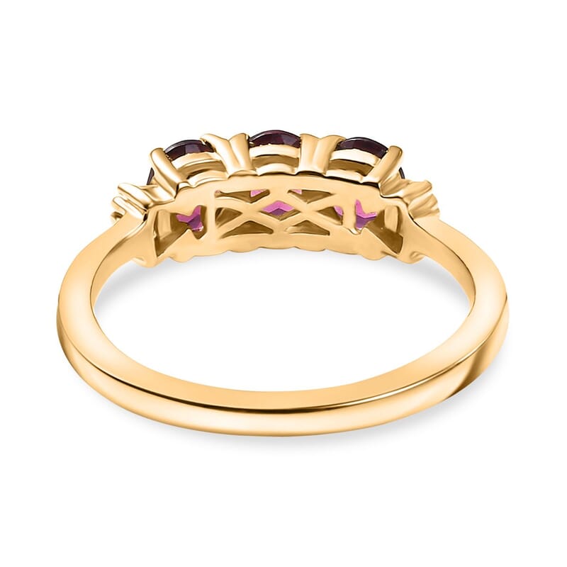 D'Joy Premium Radiant Ember Garnet and Diamond 1.40 ctw Ring in 18K Vermeil Yellow Gold Sterling Silver (Size 10.0)