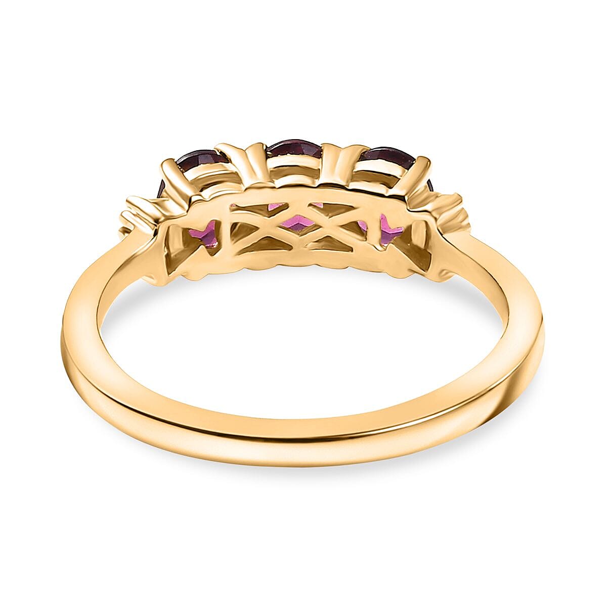 D'Joy Premium Radiant Ember Garnet and Diamond 1.40 ctw Ring in 18K Vermeil Yellow Gold Sterling Silver (Size 7.0) image number 4