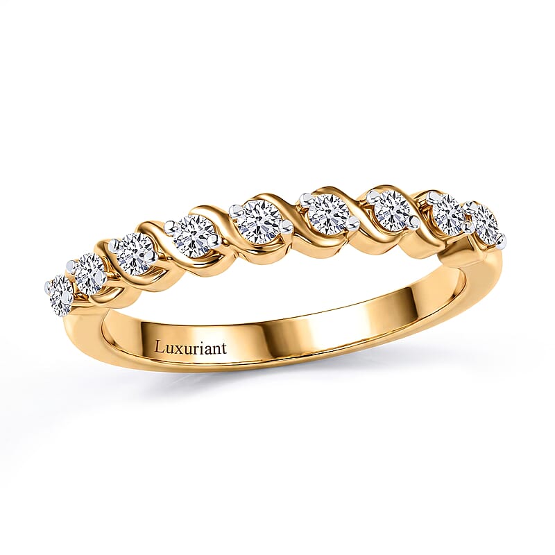 Luxuriant Lab Grown Diamond E-F VS 0.30 ctw Band Ring in 18K Vermeil Yellow Gold Over Sterling Silver (Size 10.0)