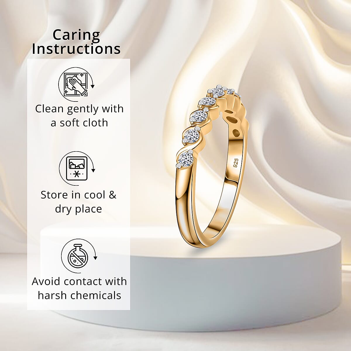 Luxuriant Lab Grown Diamond 0.30 ctw Band Ring in 18K Vermeil YG Over Sterling Silver (Size  5.0) image number 6