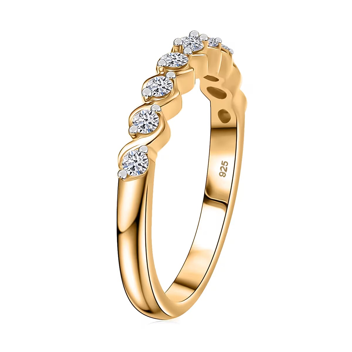 Luxuriant Lab Grown Diamond 0.30 ctw Band Ring in 18K Vermeil YG Over Sterling Silver (Size  5.0) image number 8