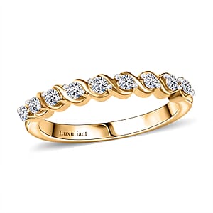 Luxuriant Lab Grown Diamond 0.30 ctw Band Ring in 18K Vermeil YG Over Sterling Silver (Size  6.0)