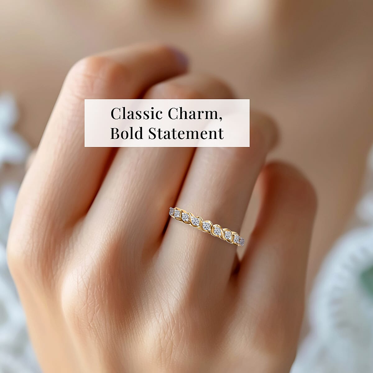 Luxuriant Lab Grown Diamond 0.30 ctw Band Ring in 18K Vermeil YG Over Sterling Silver (Size  8.0) image number 1