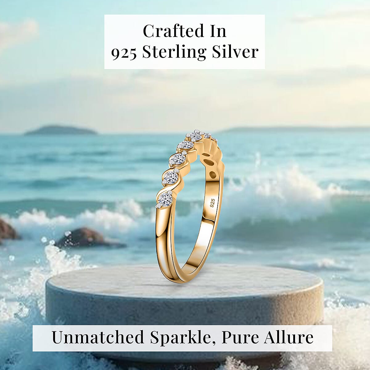 Luxuriant Lab Grown Diamond 0.30 ctw Band Ring in 18K Vermeil YG Over Sterling Silver (Size  8.0) image number 2