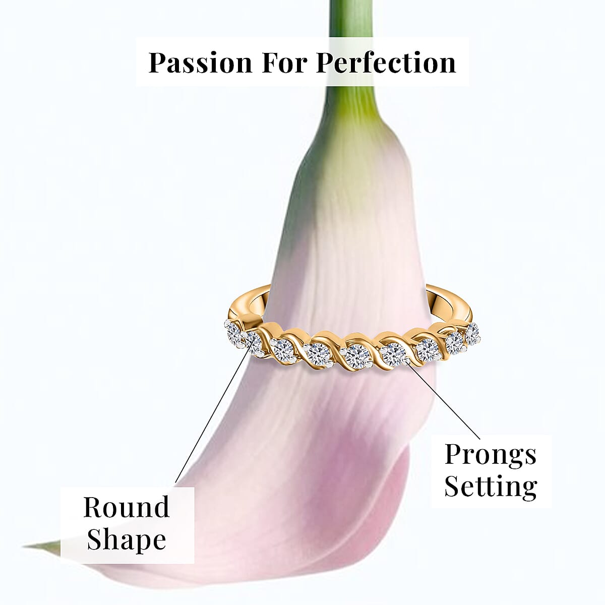 Luxuriant Lab Grown Diamond 0.30 ctw Band Ring in 18K Vermeil YG Over Sterling Silver (Size  8.0) image number 5