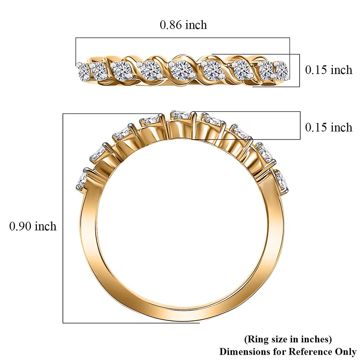 Luxuriant Lab Grown Diamond 0.30 ctw Band Ring in 18K Vermeil YG Over Sterling Silver (Size  8.0) image number 7