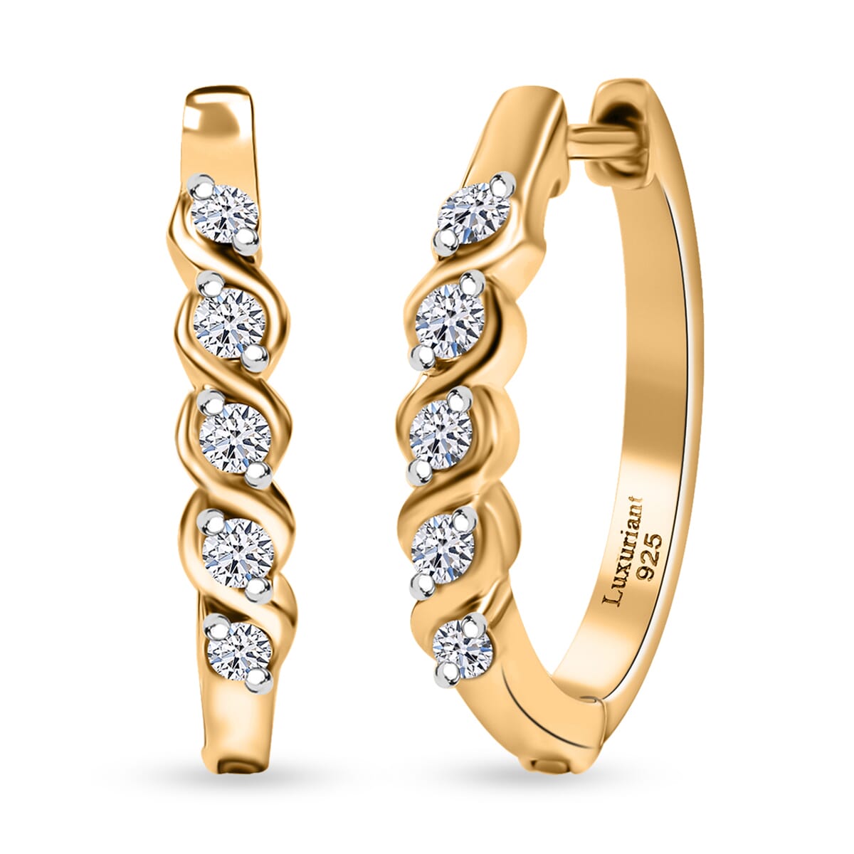 Luxuriant Lab Grown Diamond VS 0.30 ctw Earrings in 18K Vermeil Yellow Gold Over Sterling Silver image number 0