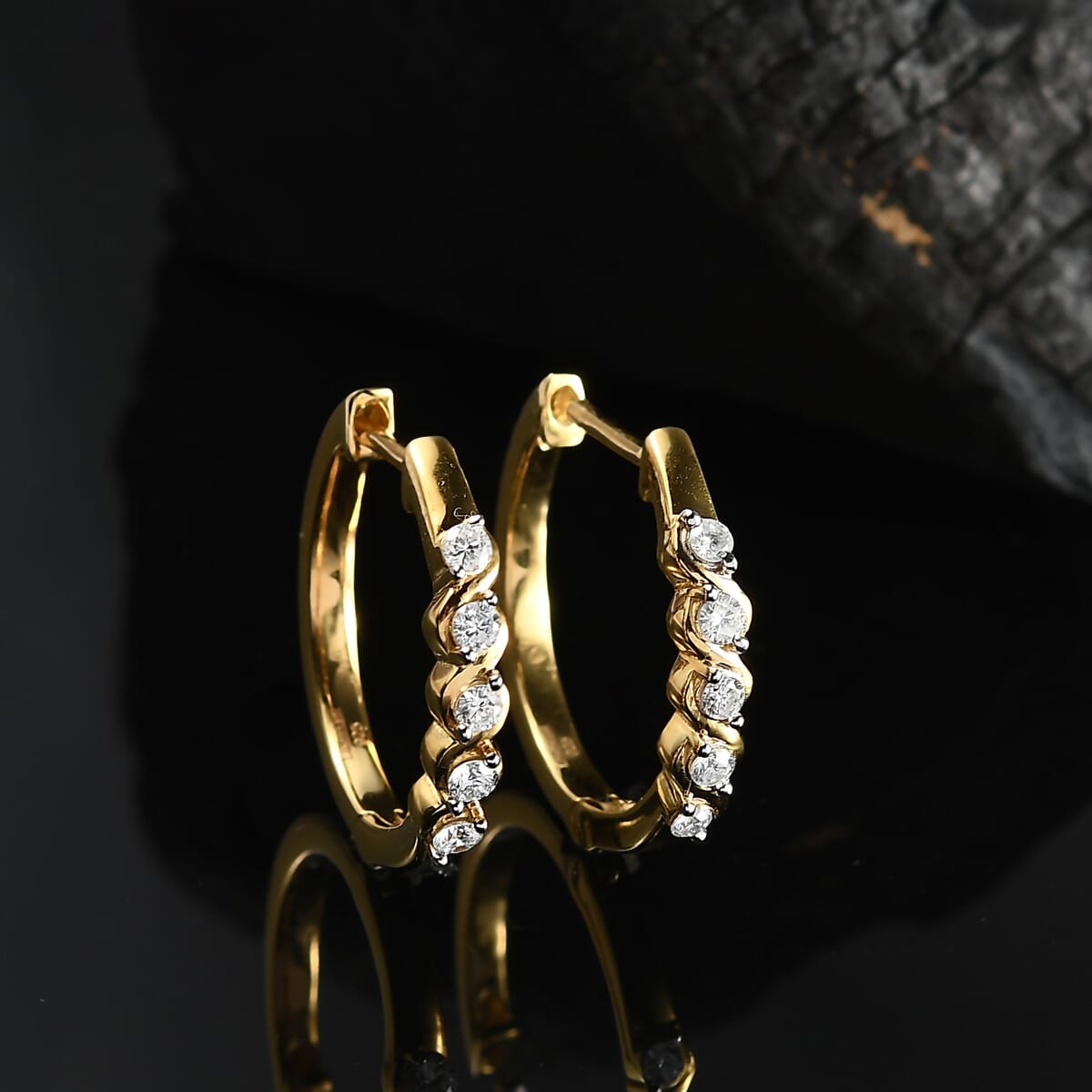 Luxuriant Lab Grown Diamond VS 0.30 ctw Earrings in 18K Vermeil Yellow Gold Over Sterling Silver image number 1