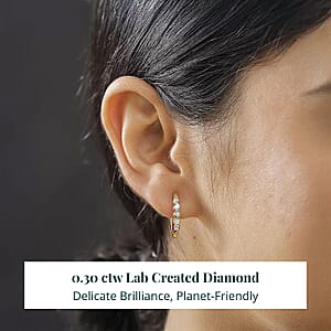 Luxuriant Lab Grown Diamond VS 0.30 ctw Earrings in 18K Vermeil Yellow Gold Over Sterling Silver (Del. In 8-10 Days)