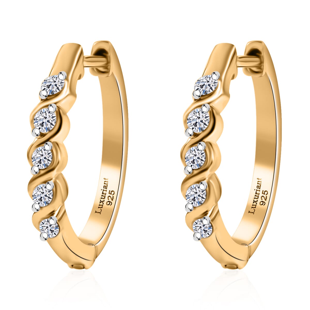 Luxuriant Lab Grown Diamond VS 0.30 ctw Earrings in 18K Vermeil Yellow Gold Over Sterling Silver image number 3