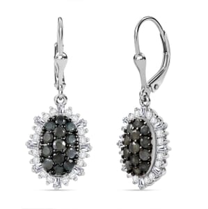 Narsipatnam Alexandrite and Moissanite 2.30 ctw Spray Look Earrings in Rhodium Over Sterling Silver
