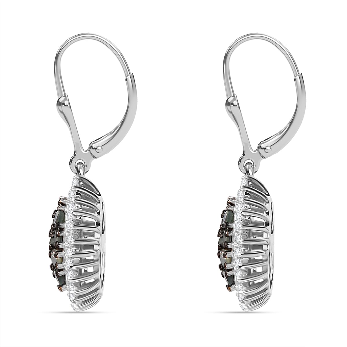 Narsipatnam Alexandrite and Moissanite 2.30 ctw Spray Look Earrings in Rhodium Over Sterling Silver image number 3