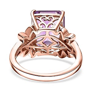 D'Joy AAA Rose De France Amethyst, Multi Gemstone Floral Ring in 18K Vermeil RG Over Sterling Silver (Size 10.0) 6.20 ctw