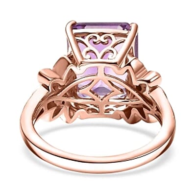 D'Joy AAA Rose De France Amethyst, Multi Gemstone Floral Ring in 18K Vermeil RG Over Sterling Silver (Size 10.0) 6.20 ctw