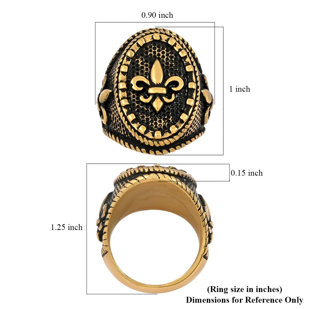 ION Plated YG Stainless Steel Decorative Ring (Size 9.0) image number 4