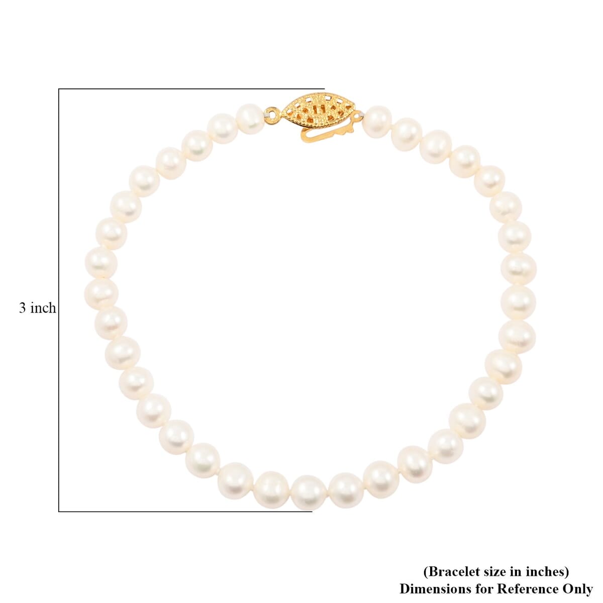 Freshwater Pearl Bracelet in Goldtone (9.00 In) image number 5
