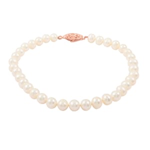 Value Buy Freshwater Pearl Bracelet in Rosetone (7.00 In)
