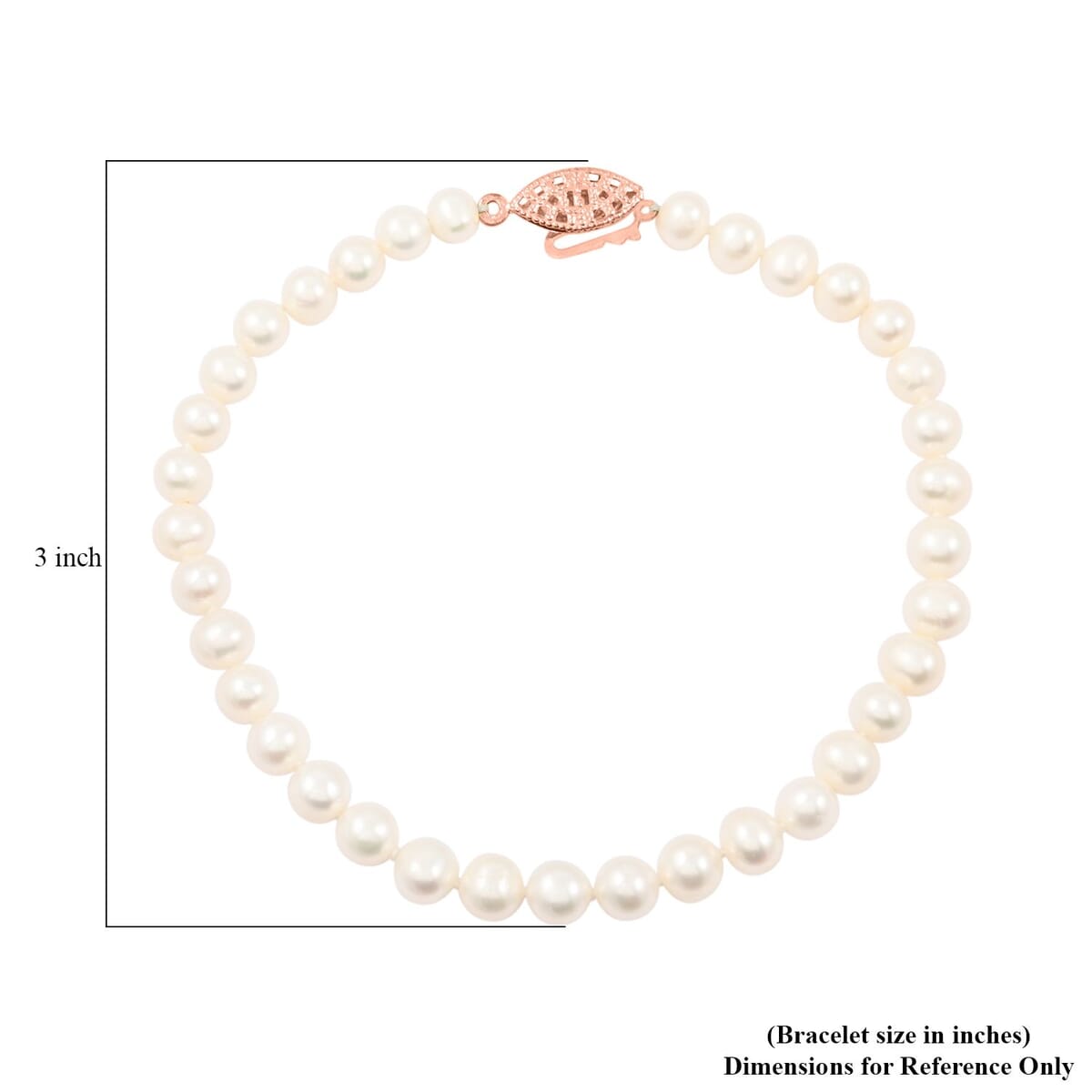Value Buy Freshwater Pearl Bracelet in Rosetone (7.00 In) image number 5