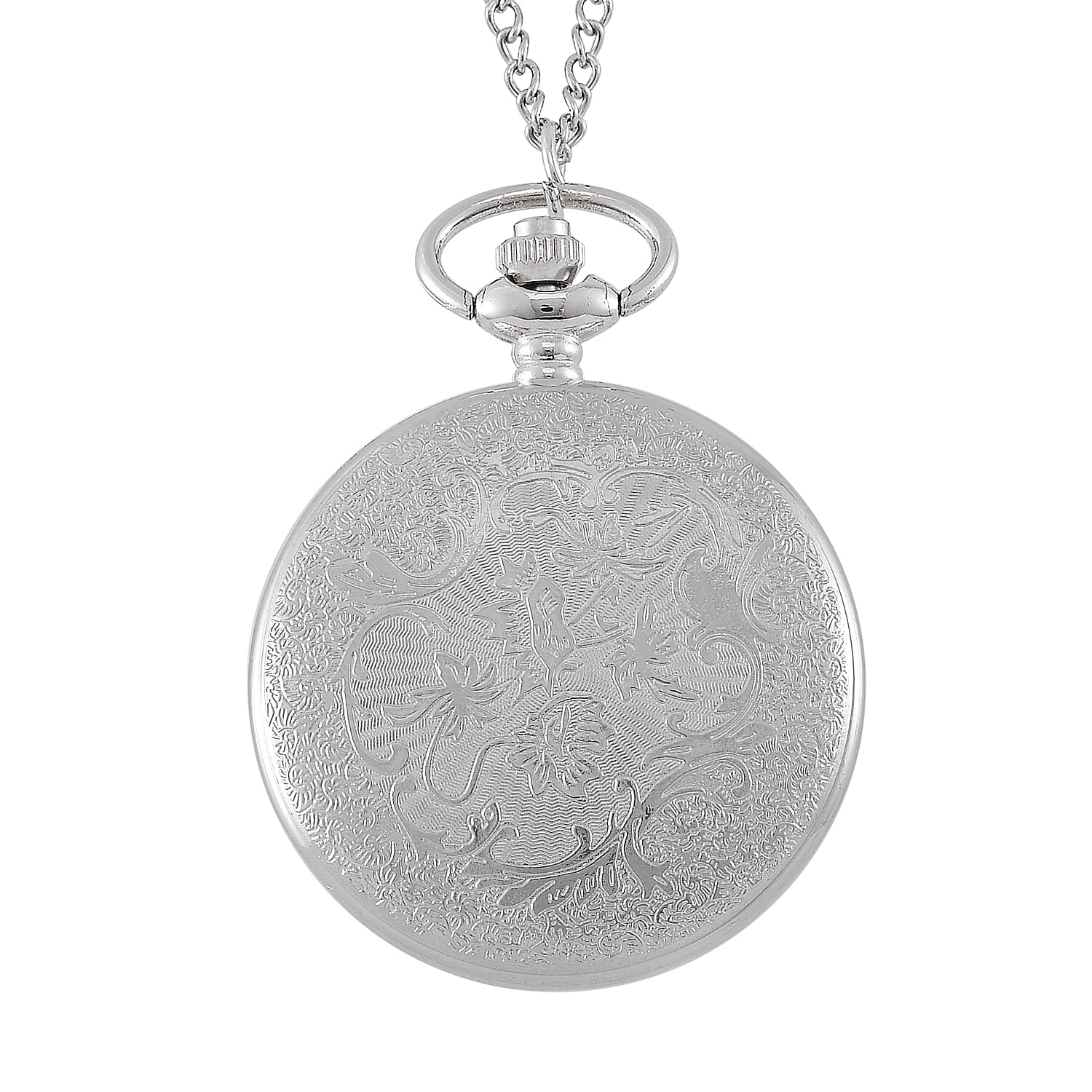 Strada Yellow Tigers Eye Japanese Movement Floral Pocket Watch With Chain 36 Inches