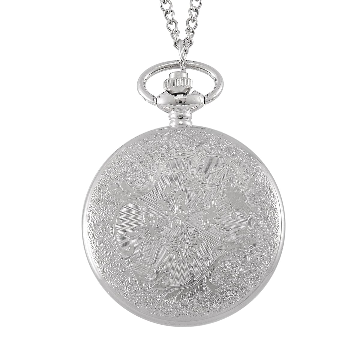 Strada Yellow Tigers Eye Japanese Movement Floral Pocket Watch With Chain 36 Inches image number 4