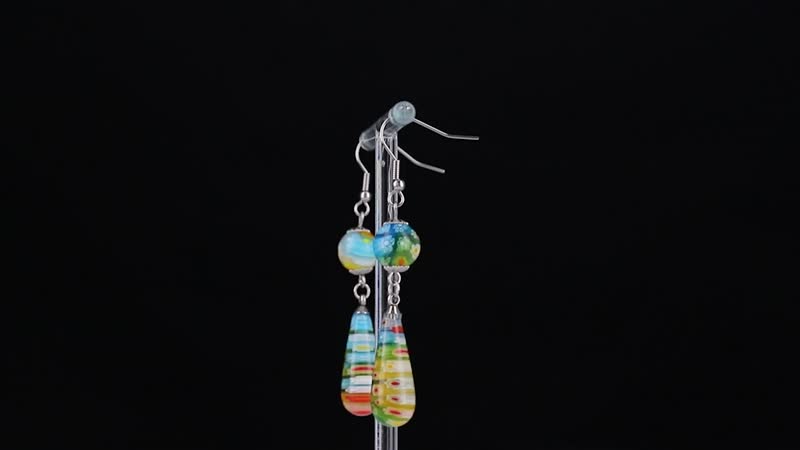 Multi Murano Style Earrings in Stainless Steel