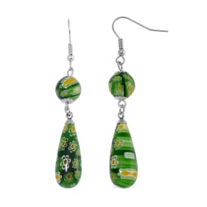 Value Buy Green Murano Style Earrings in Stainless Steel