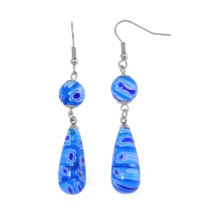 Value Buy Blue Murano Style Earrings in Stainless Steel