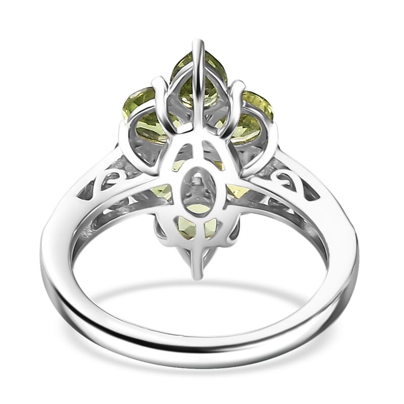 Natural Green Apatite and White Zircon 2.80 ctw Ring in Rhodium Over Sterling Silver (Size 10.0)