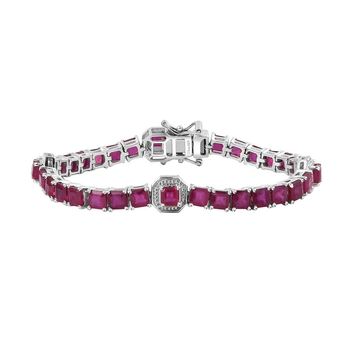 TLV Niassa Ruby (FF) Bracelet in Rhodium Over Sterling Silver (6.50 In) 18.35 ctw image number 0