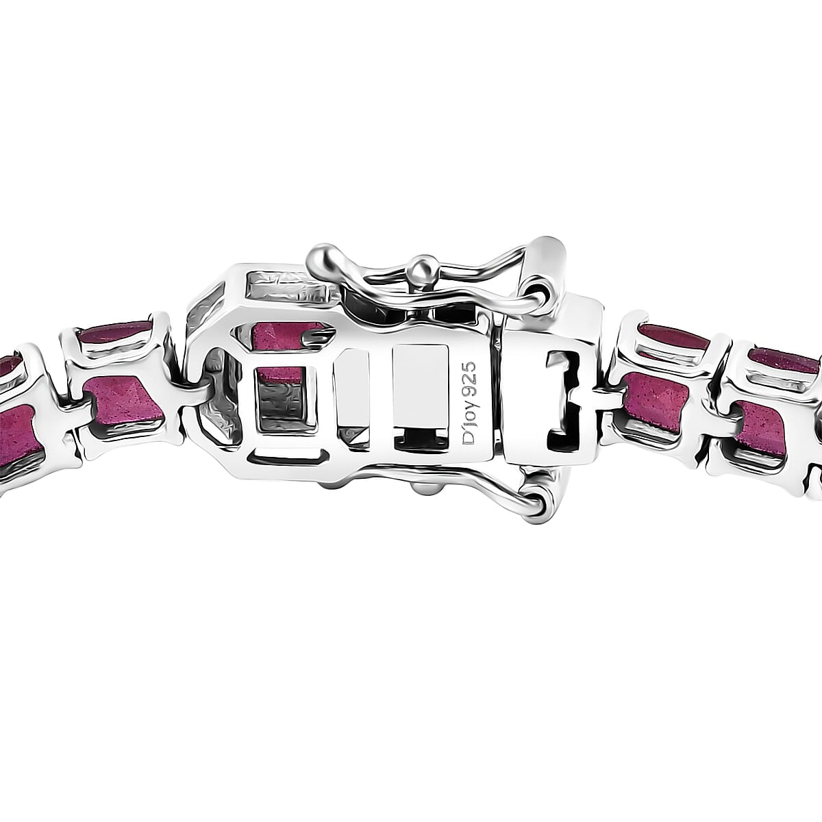 Asscher Cut Niassa Ruby (FF) 22.80 ctw Serene Harmony Bracelet in Rhodium Over Sterling Silver (8.00 In) image number 3