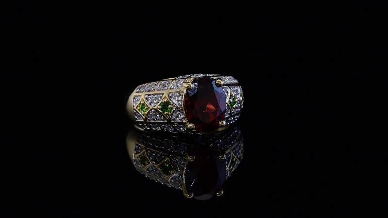 Mozambique Garnet, Multi Gemstone Art Deco Ring in 18K Vermeil YG Over Sterling Silver (Size 10.0) 3.80 ctw