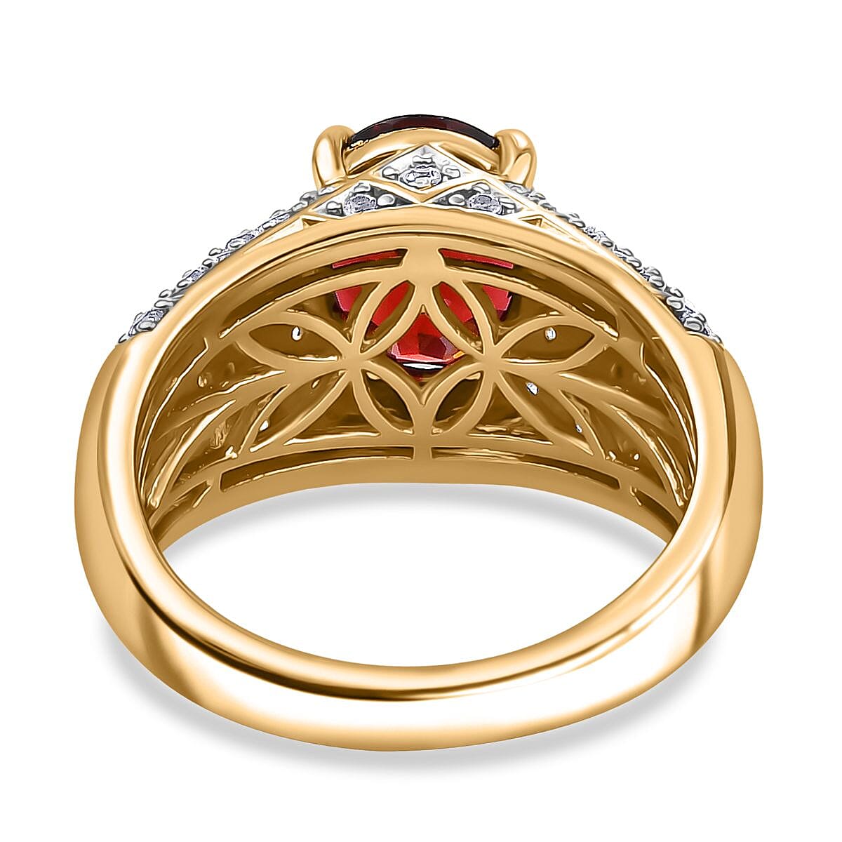 Mozambique Garnet, Multi Gemstone Art Deco Ring in 18K Vermeil YG Over Sterling Silver (Size 10.0) 3.80 ctw image number 4