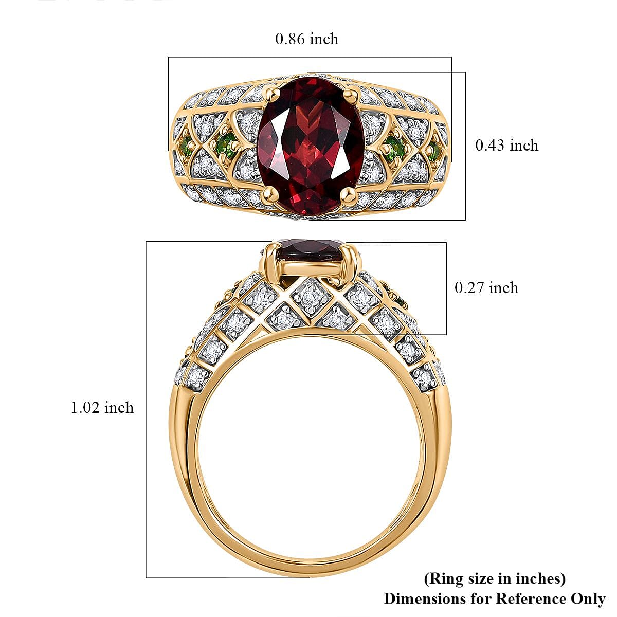 Mozambique Garnet, Multi Gemstone Art Deco Ring in 18K Vermeil YG Over Sterling Silver (Size 10.0) 3.80 ctw image number 5