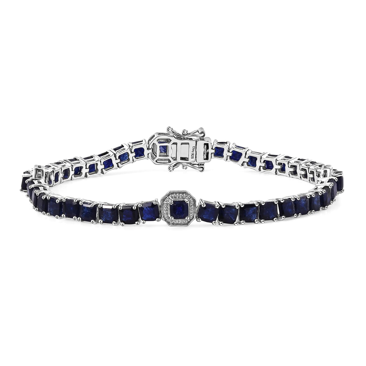 Asscher Cut Masoala Sapphire (D) 23.90 ctw Serene Harmony Bracelet in Rhodium Over Sterling Silver (8.00 In) image number 0