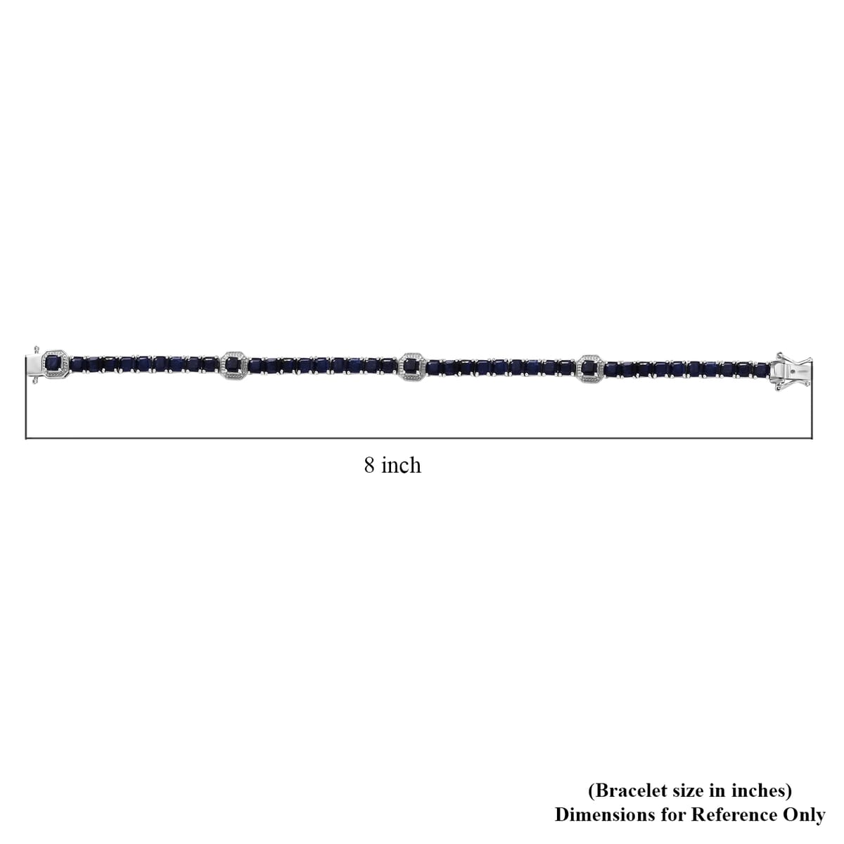 Asscher Cut Masoala Sapphire (D) 23.90 ctw Serene Harmony Bracelet in Rhodium Over Sterling Silver (8.00 In) image number 4