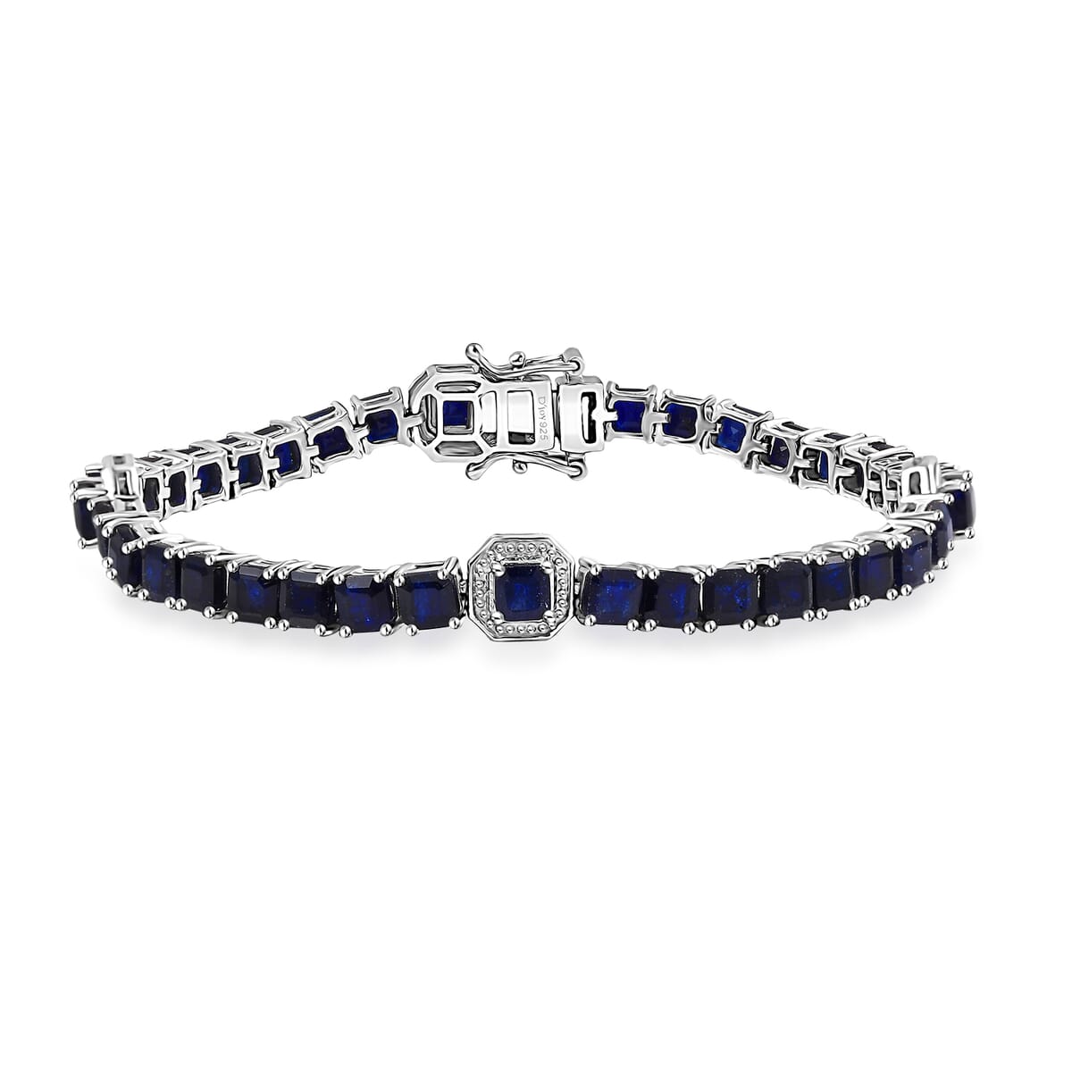 Asscher Cut Masoala Sapphire (D) 18.10 ctw Serene Harmony Bracelet in Rhodium Over Sterling Silver (7.25 In) image number 0