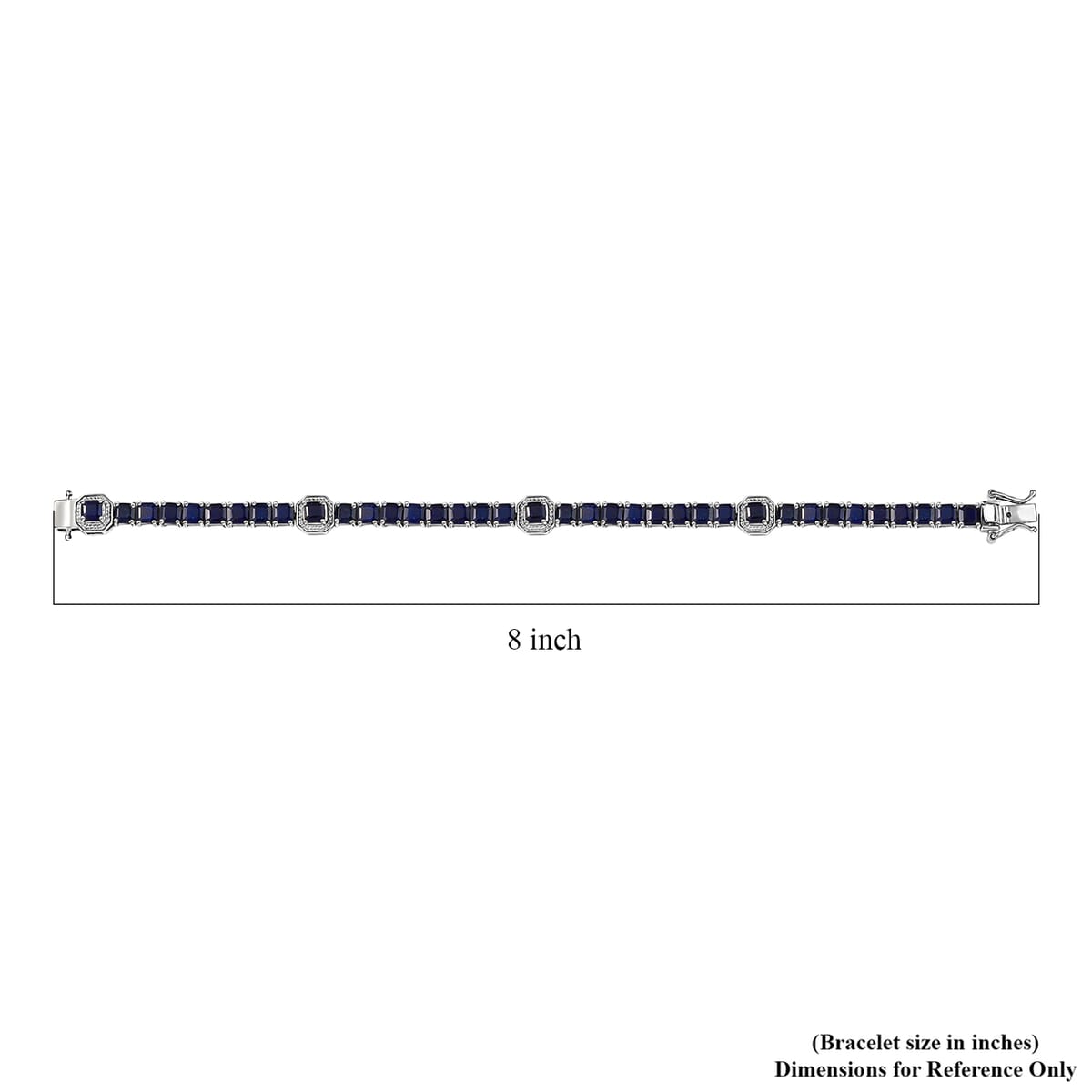 Asscher Cut Masoala Sapphire (D) 18.10 ctw Serene Harmony Bracelet in Rhodium Over Sterling Silver (7.25 In) image number 4