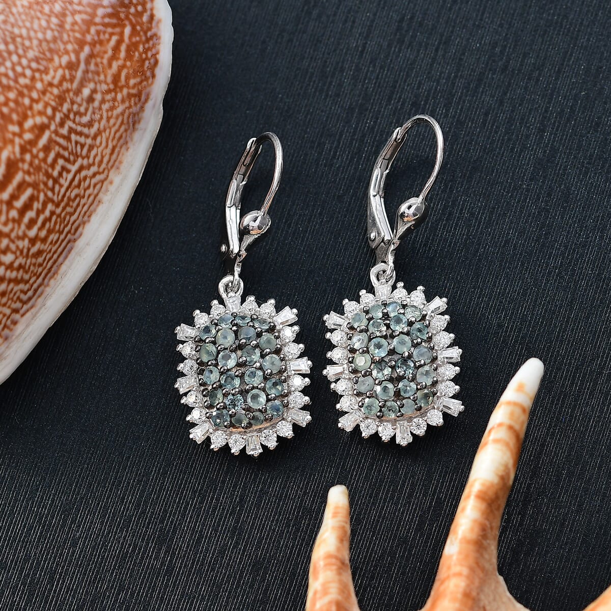 Narsipatnam Alexandrite and Moissanite 2.60 ctw Spray Look Earrings in Rhodium Over Sterling Silver image number 1