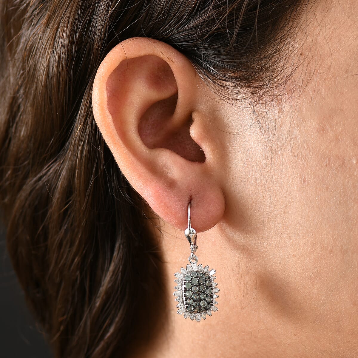 Narsipatnam Alexandrite and Moissanite 2.60 ctw Spray Look Earrings in Rhodium Over Sterling Silver image number 2